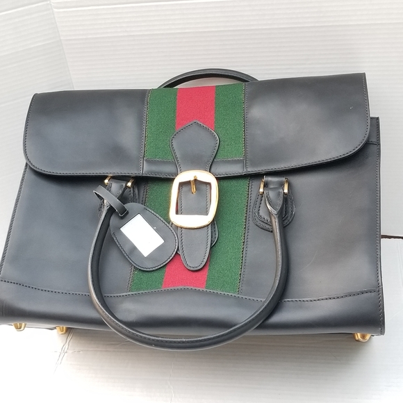 Auth Vintage Gucci Web Rare UNISEX Boston Carryall weekender mini luggage XL bag - Picture 10 of 16